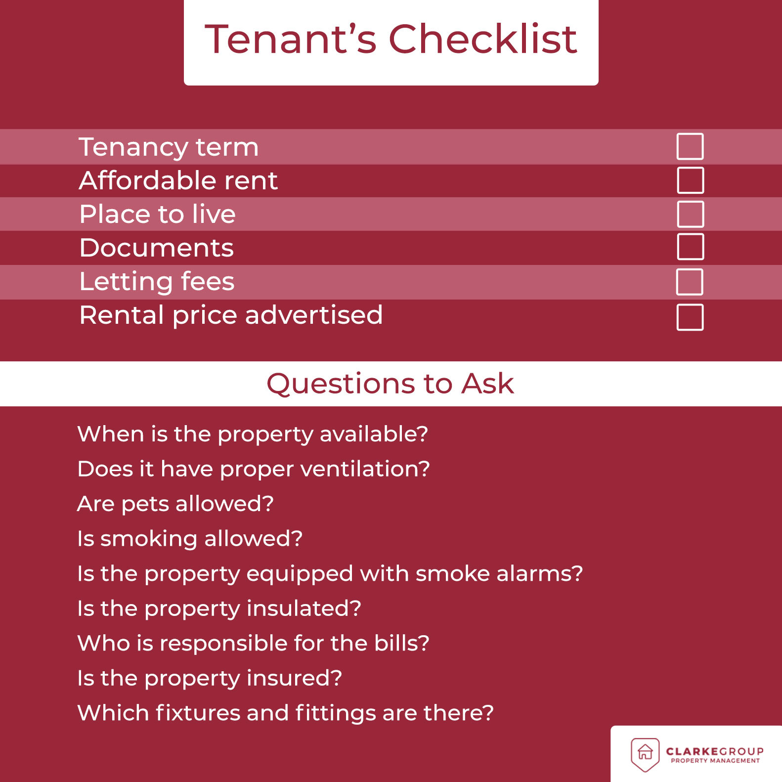 Tenant’s checklist